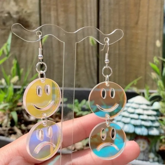 Iridescent Smiley Earrings 🙂☹️ - Picture 1 of 1